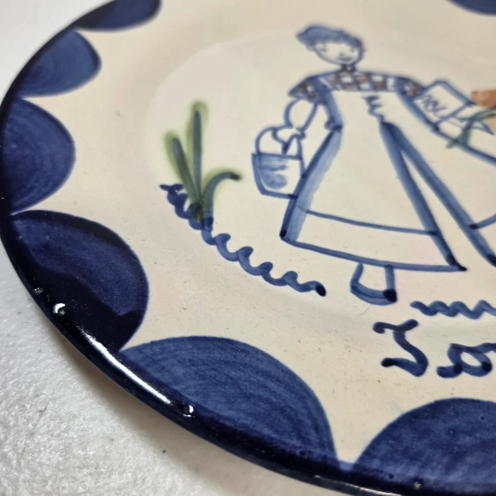 John B Taylor Ceramics Tommy‎ Blue White Hand Painted VTG Nursery Plate 9.25in